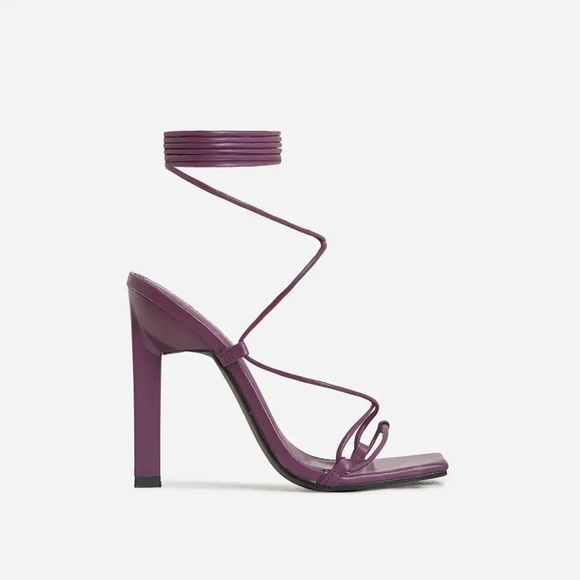 NWT | EGO Official | Lace Up Square Toe Strappy Block Heels - Picture 5 of 11